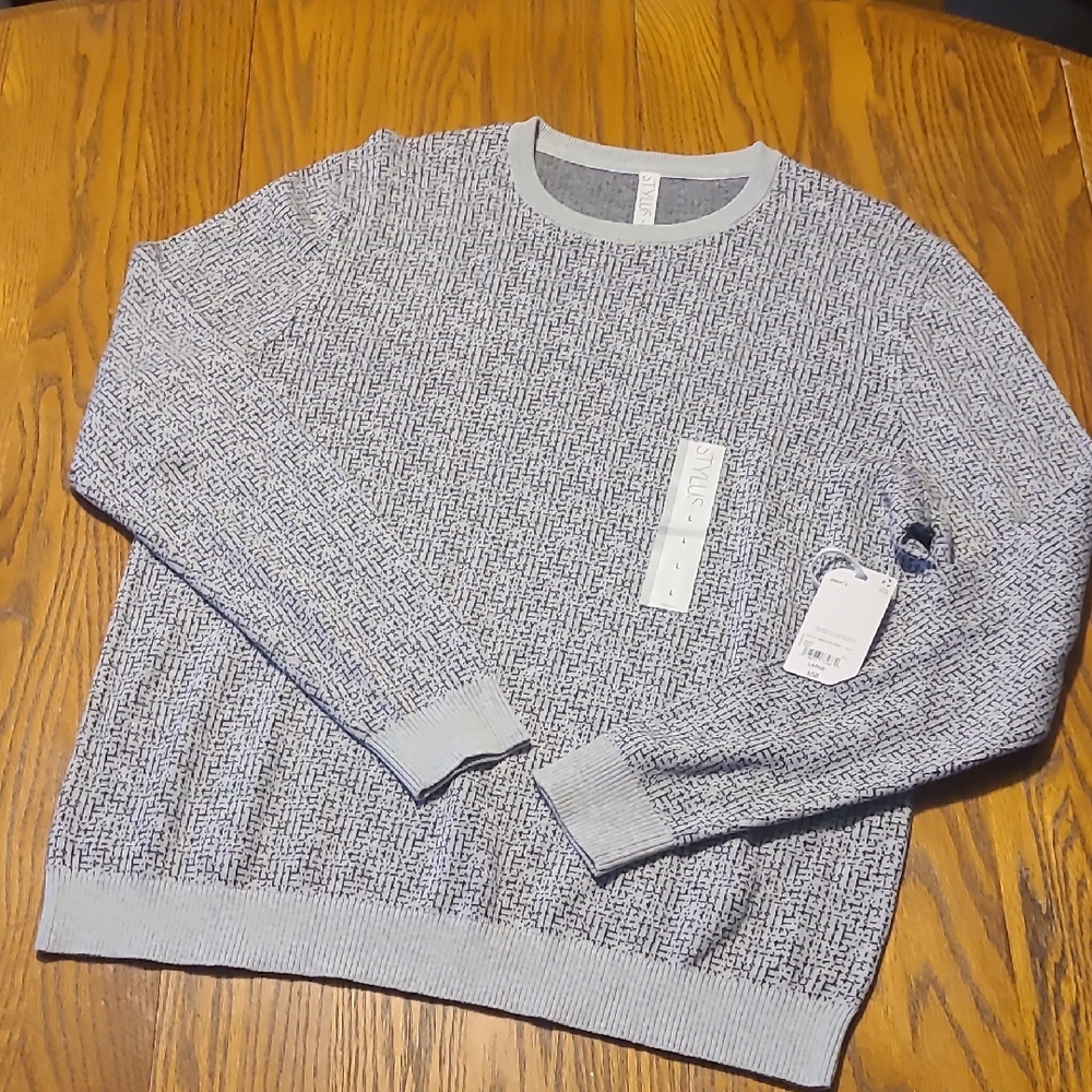 Stylus NWT Men's Gray Patterned Sweater - Large